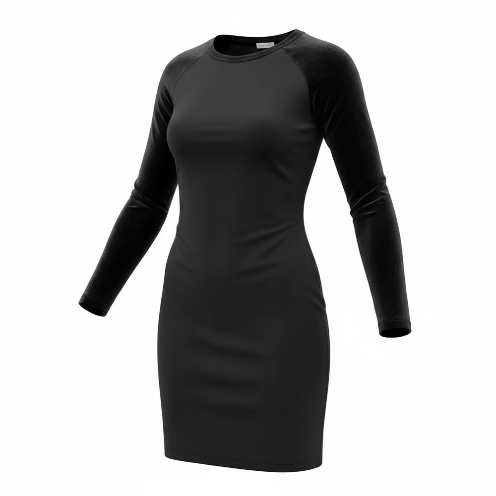 Garage Bodycon Dress Womens Small Black Excellent Velvet Sleeve Mini Raglan